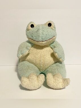 TY Baby Frog Rattle Pastel Green Plush Stuffed Pluffie 12" 1999 Vintage Toy Y2K